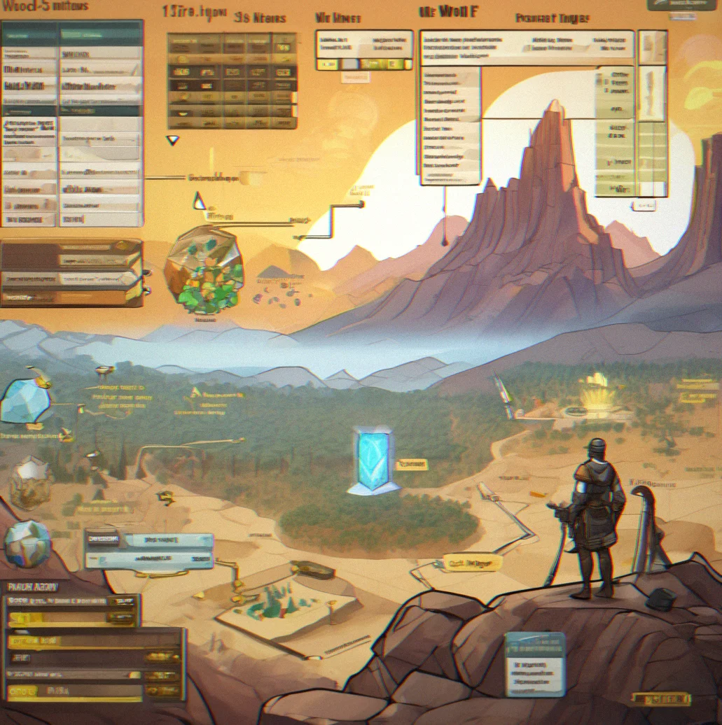 Close-up of resource ledger showing wood production rate 45/hour, gold accumulation 120/hour, and gem costs for tier 5 upgrades
